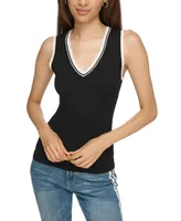 Karl Lagerfeld Paris Women's Lace-Trim Sweater Tank Top, Regular & Petite