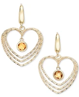 Citrine Orbital Triple Heart Drop Earrings (1-5/8 ct. t.w.) 14k Gold-Plated Sterling Silver (Also Garnet)