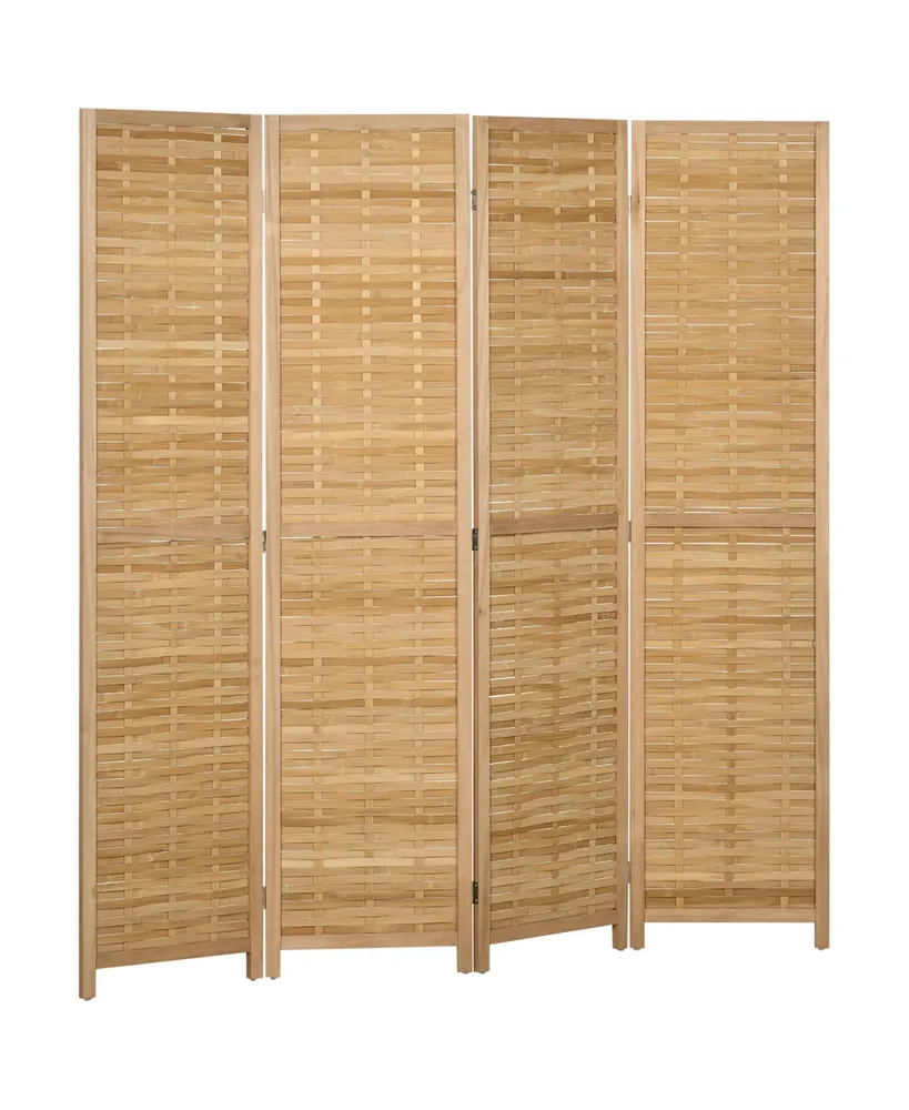 Homcom Bamboo Woven 4 Panel Room Divider, 5.5', Natural