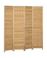 Homcom Bamboo Woven 4 Panel Room Divider, 5.5', Natural