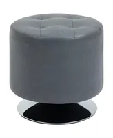 Homcom 360° Swivel Foot Stool Round Pu Ottoman with Thick Sponge Padding and Solid Steel Base, Grey