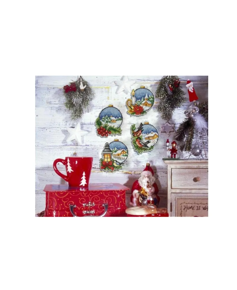 Counted cross stitch kit with plastic canvas "Christmas balls" set of 4 designs 7672 - Assorted Pre