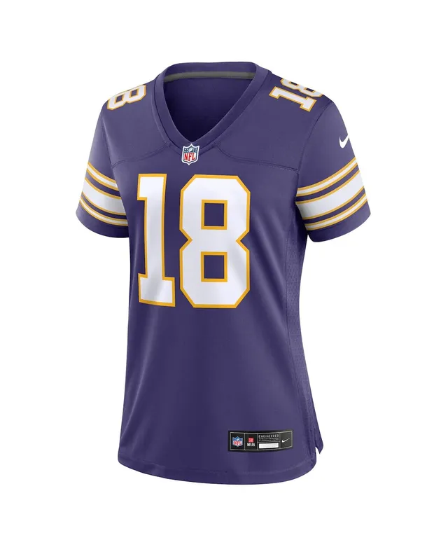 Justin Jefferson Minnesota Vikings Fanatics Branded Women's Player Raglan Name & Number 3/4-Sleeve T-Shirt - Cream/Purple