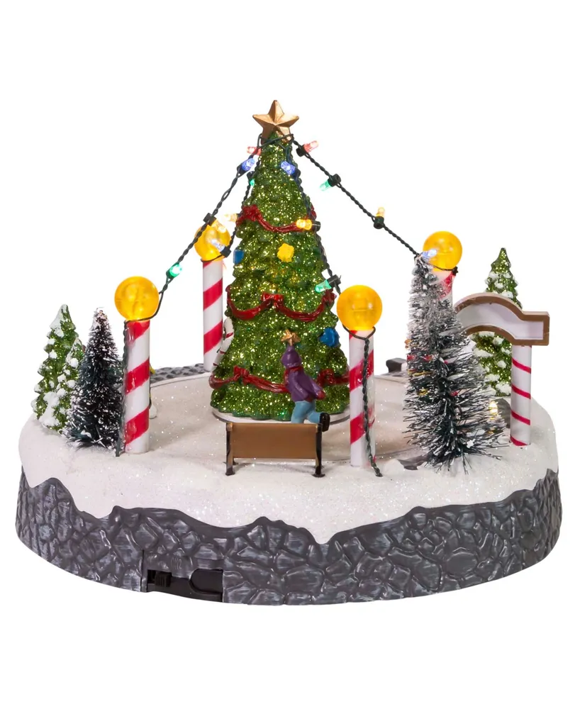 Kurt Adler 7" Battery-Operated Musical Led Ice Rink with Tree Table Piece