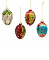 Kurt Adler 65mm Glass Egg Ornaments, 4 Piece Set