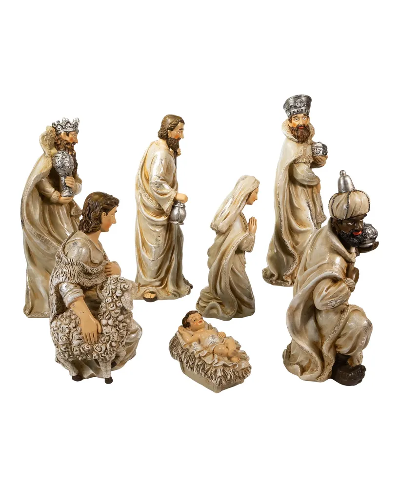 Kurt Adler 3-13" Resin Nativity Table 7 Piece Set