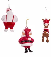 Kurt Adler Rudolph the Red Nose Reindeer Blow Mold Ornament, 3-Piece Set