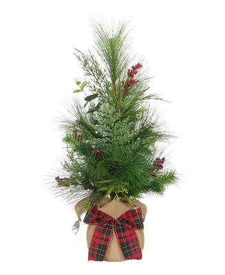 Kurt Adler 24" Berries and Plaid Ribbon Tree