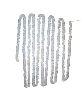 Kurt Adler 32.8' Battery-Operated Iridescent Tinsel Garland with 100 Warm Lights