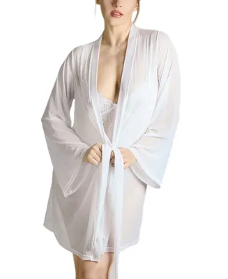 MeMoi Women's Mesh Charlotte Robe with Kimono-Style Sleeves