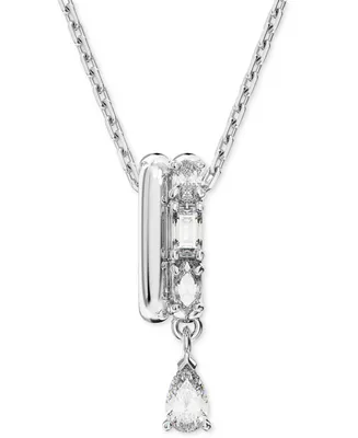 Swarovski Rhodium-Plated Mixed Crystal Double Ring Pendant Necklace, 15" + 2" extender
