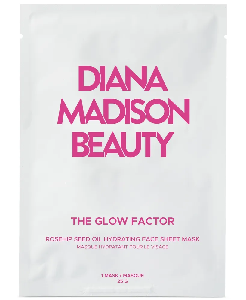Diana Madison Beauty The Glow Factor Rosehip Seed Oil Hydrating Face Sheet Mask, 5