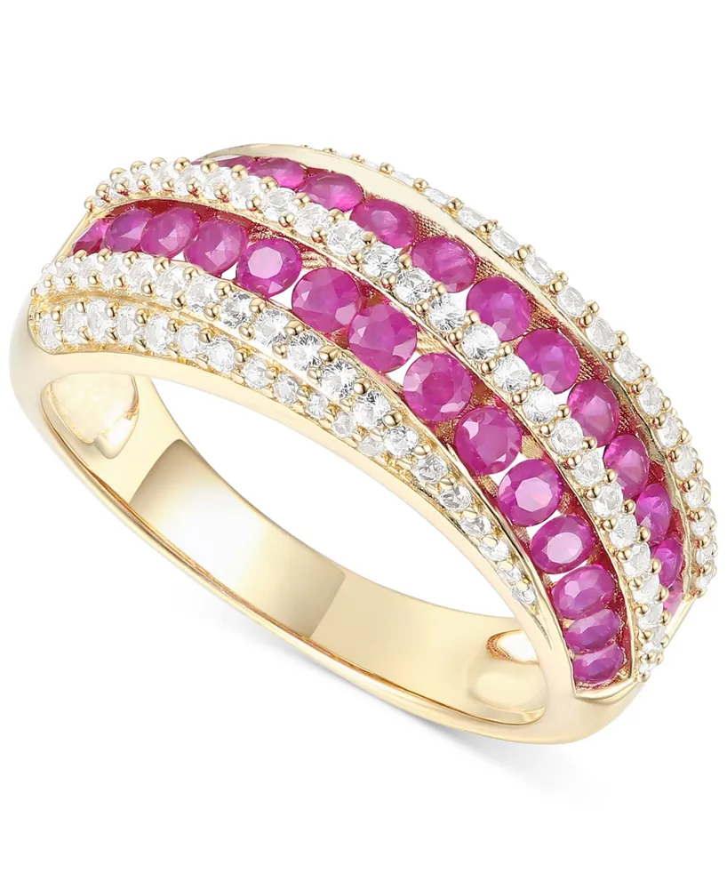 Ruby (1 ct. t.w.) & Diamond (1/2 ct. t.w.) Multirow Band in 14k Gold