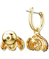 Swarovski Gold-Tone Multicolor Crystal Ladybug Mismatch Hoop & Stud Earrings