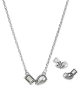 Swarovski Rhodium-Plated Mixed Crystal Pendant Necklace & Stud Earrings Set