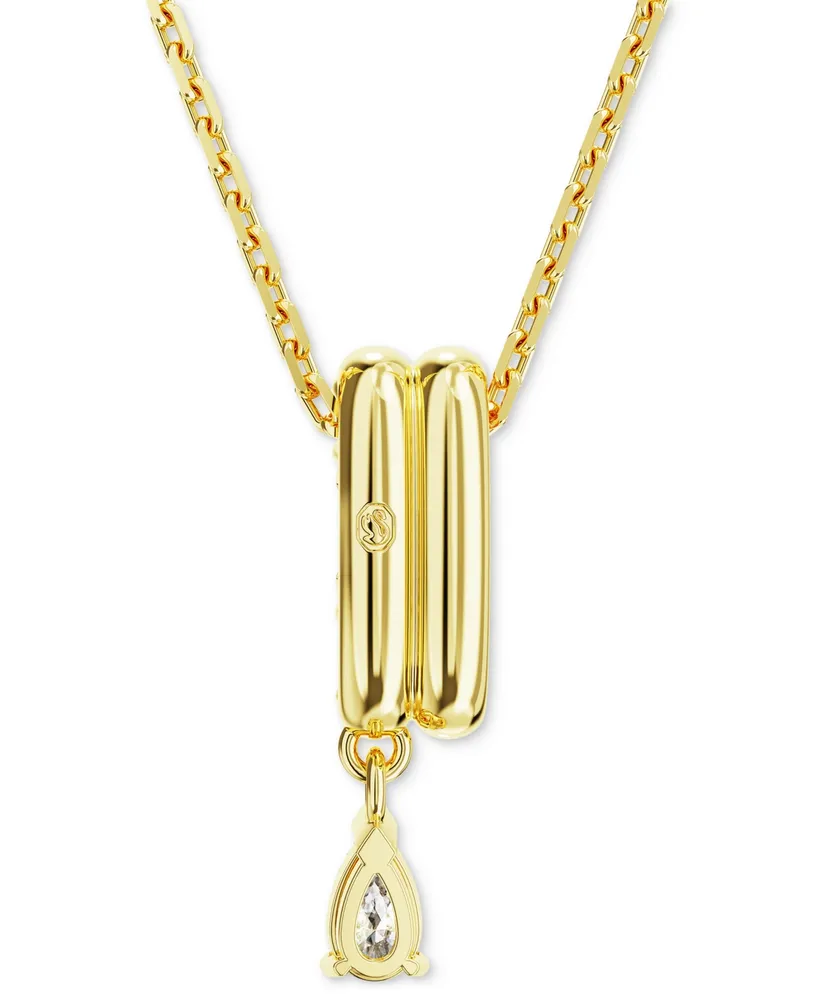 Swarovski Gold-Tone Crystal & Polished Bar Pendant Necklace, 15" + 2" extender