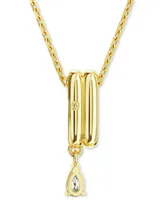 Swarovski Gold-Tone Crystal & Polished Bar Pendant Necklace, 15" + 2" extender