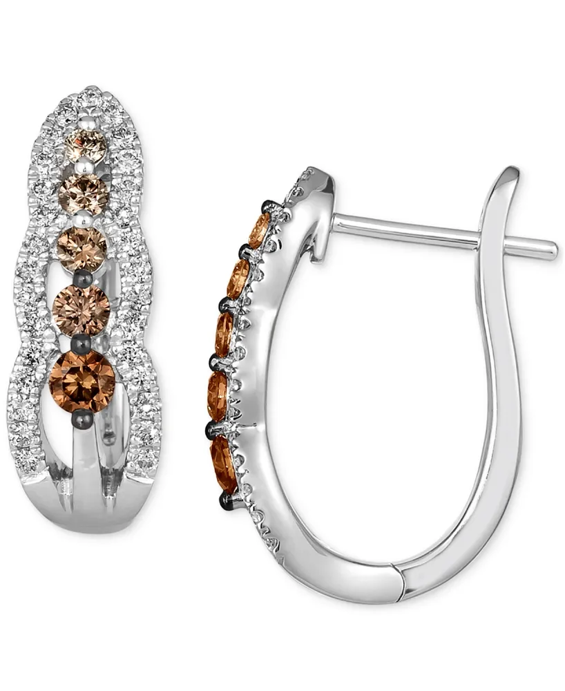 Le Vian Couture Chocolate Ombre & Vanilla Diamonds Hoop Earrings (5/8 ct. t.w.) in Platinum