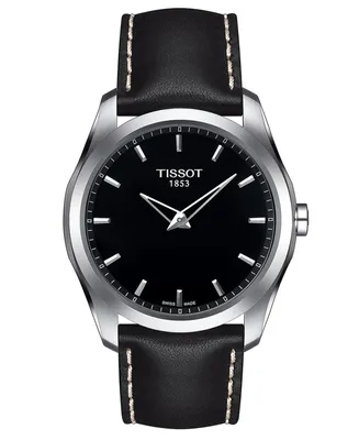 Tissot Men's Swiss Couturier Black Leather Strap Watch 39mm