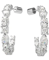 Swarovski Rhodium-Plated Medium Mixed Crystal C-Hoop Earrings, 1.54"