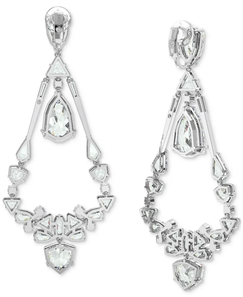 Swarovski Rhodium-Plated Mixed Crystal Clip-On Chandelier Earrings