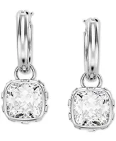 Swarovski Silver-Tone Zirconia & Crystal Square Dangle Hoop Earrings