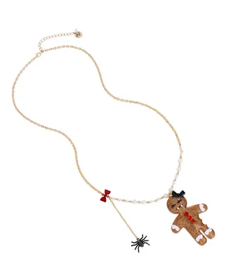 Betsey Johnson Faux Stone and Imitation Pearl Gingerbread Girl Long Pendant