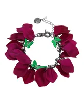 Betsey Johnson Faux Stone Fuchsia Petal Link Bracelet