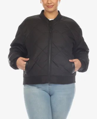 White Mark Plus Diamond Quilted Puffer Bomber Jacket