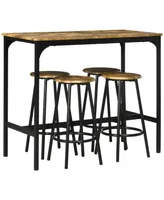 Homcom 5-Piece Rustic Bar Table and Stool Set for Dining Room