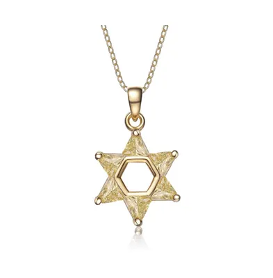 Genevive Sterling Silver Cubic Zirconia Small Star of David Necklace