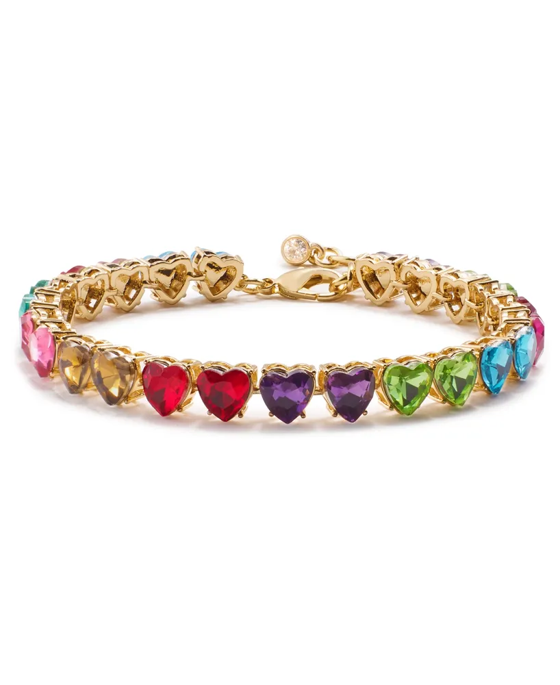 On 34th Gold-Tone Heart Stone Flex Tennis Bracelet, Created for Macy's