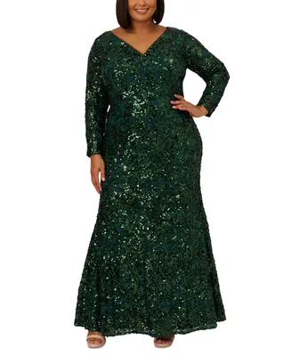 Adrianna Papell Plus Size 3D Floral Embellished Gown - Macy's