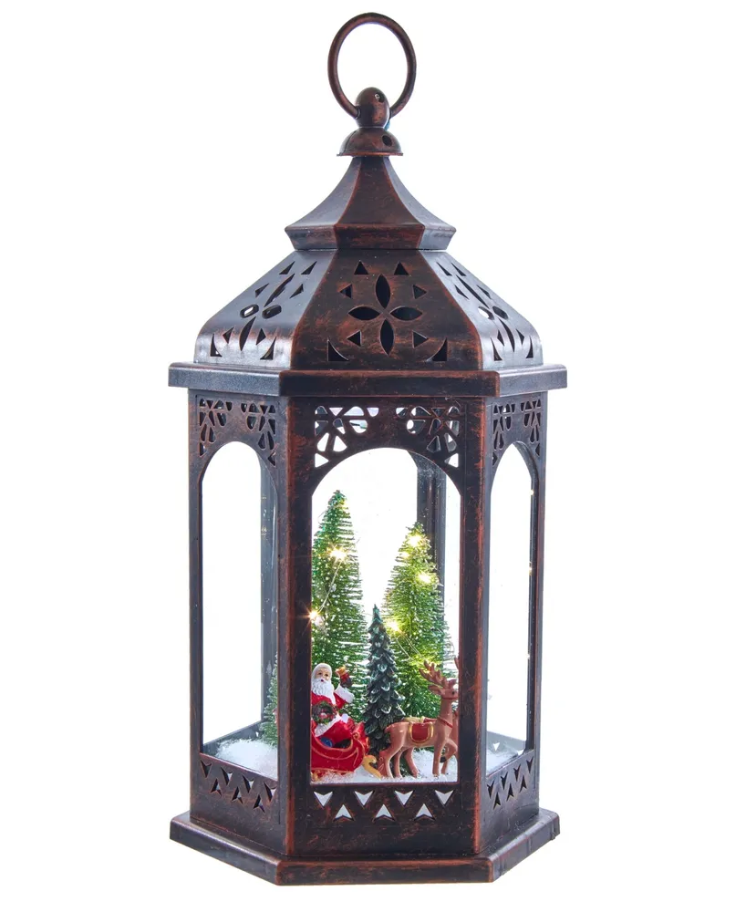 Kurt Adler 13" Battery-Operated Lighted Lantern with Santa