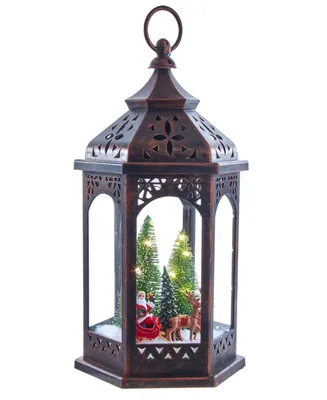 Kurt Adler 13" Battery-Operated Lighted Lantern with Santa