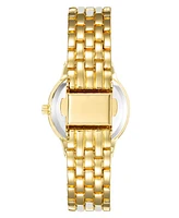 Anne Klein Women's Three Hand Quartz White Enamel and Gold-tone Alloy Bracelet Watch, 32mm - White-Gold