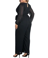 Kiyonna Plus Size Celina Chiffon Jumpsuit