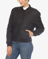 White Mark Women's Lightweight Diamond Quilted Puffer Bomber Jacket
