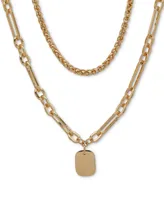Anne Klein Gold-Tone Dog Tag Layered Pendant Necklace, 16" + 3" extender
