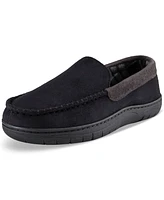 Haggar Men's Indoor/Outdoor Microsuede Venetian Slipper with Plaid Fleece Lining
