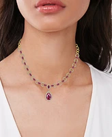 Lab-Grown Ruby (9-1/4 ct. t.w.) & Lab-Grown White Sapphire (2-1/10 ct. t.w.) Fancy 18" Pendant Necklace in 14k Gold-Plated Sterling Silver (Also in La