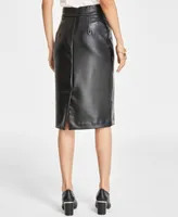 Anne Klein Women's Pull-On Faux Leather Skimmer Skirt