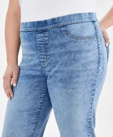 Style & Co Plus Size Mid Rise Straight-Leg Pull-On Jeans, Created for Macy's