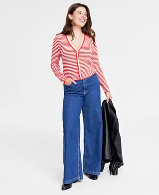 On 34th Women's Tipped V-Neck Cardigan, Created for Macy's
