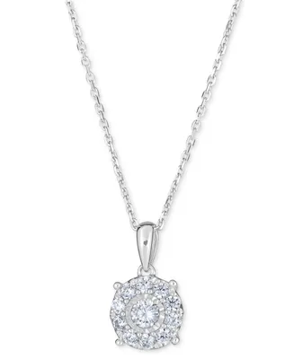 Diamond Halo 18" Pendant Necklace (1/2 ct. t.w.) in 14k White Gold
