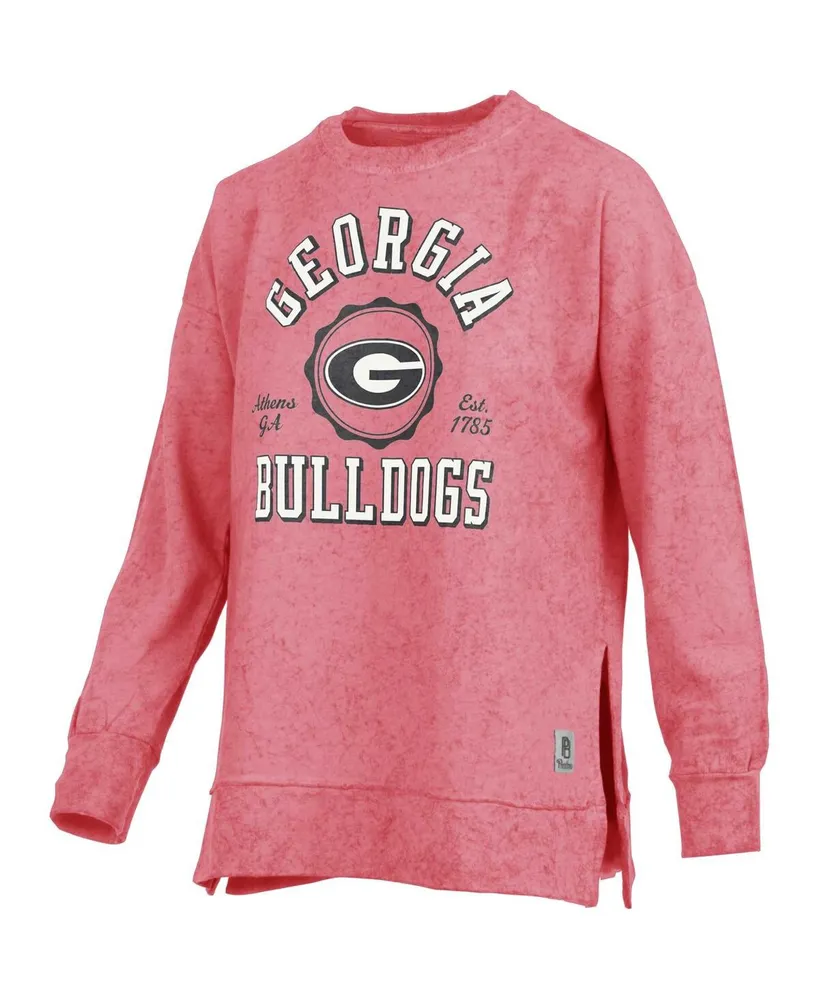 Women's Pressbox Red Georgia Bulldogs Sun Washed Bishop Pullover Sweatshirt