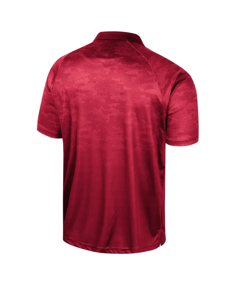 Men's Colosseum Crimson Indiana Hoosiers Honeycomb Raglan Polo Shirt