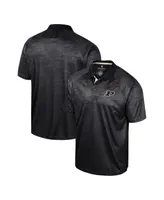 Men's Colosseum Black Purdue Boilermakers Honeycomb Raglan Polo Shirt