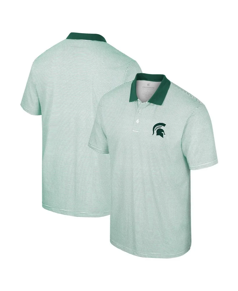 Men's Colosseum White Michigan State Spartans Print Stripe Polo Shirt