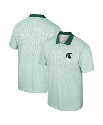 Men's Colosseum White Michigan State Spartans Print Stripe Polo Shirt